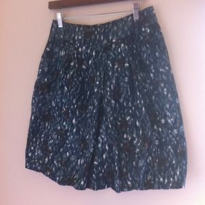 Banana Republic Poofy Green & White Midi Skirt